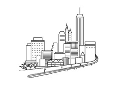 高樓城市簡筆畫圖片